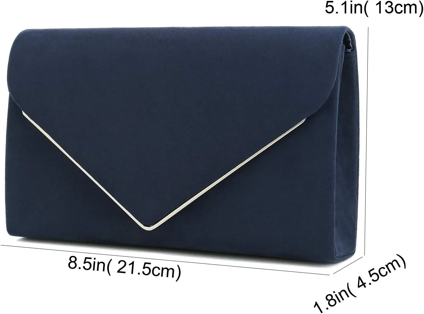 CHARMING TAILOR Faux Suede Clutch Bag Elegant Metal Binding Evening Purse for Wedding/Prom/Black-Tie Events