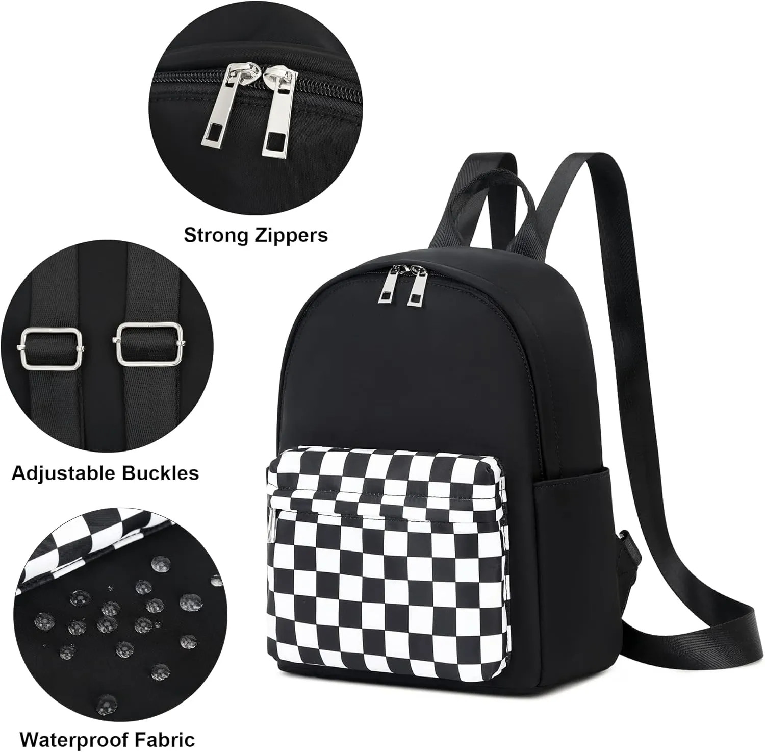 Checkered Mini Backpack Women Girls, Small Backpack Purse for Adults Teens Kids School Travel