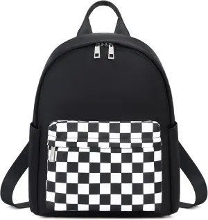Checkered Mini Backpack Women Girls, Small Backpack Purse for Adults Teens Kids School Travel