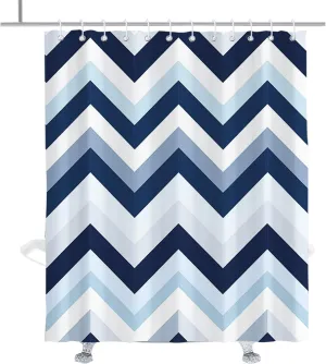 Checkered Shower Curtain Modern Luxury Plaid Stripe Shower Curtains for Bathroom Minimalist Striped Bathroom Decor Accessory with Hooks 72" W x 84" H Blue White