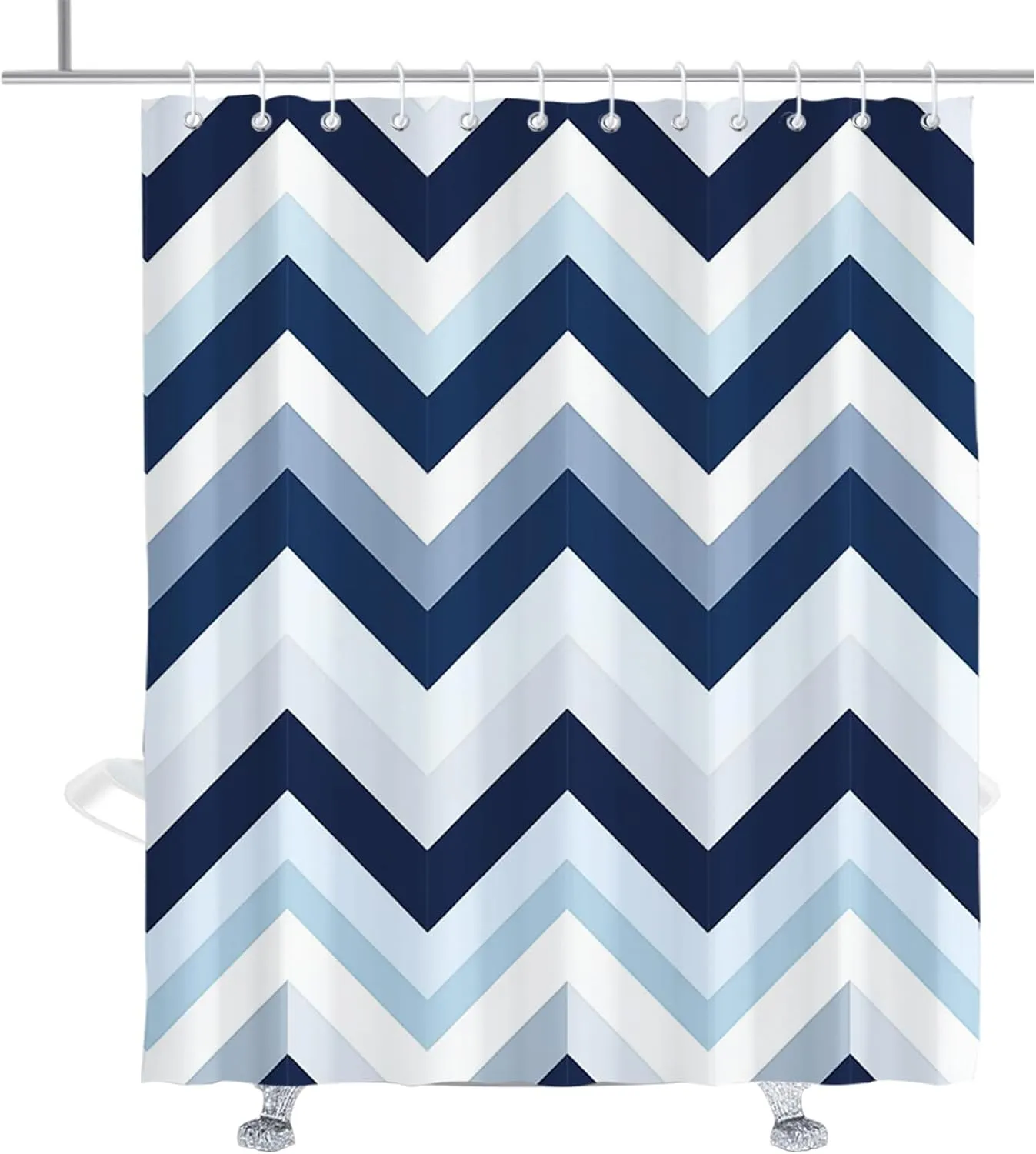 Checkered Shower Curtain Modern Luxury Plaid Stripe Shower Curtains for Bathroom Minimalist Striped Bathroom Decor Accessory with Hooks 72" W x 84" H Blue White