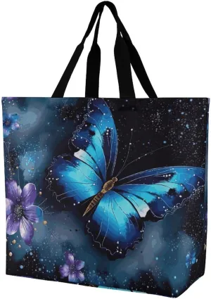 Chinese Style Mandarin Ducks Tote Bag for Women Reusable Grocery Shoulder Bags Shopping Bag for Travel, Groceries