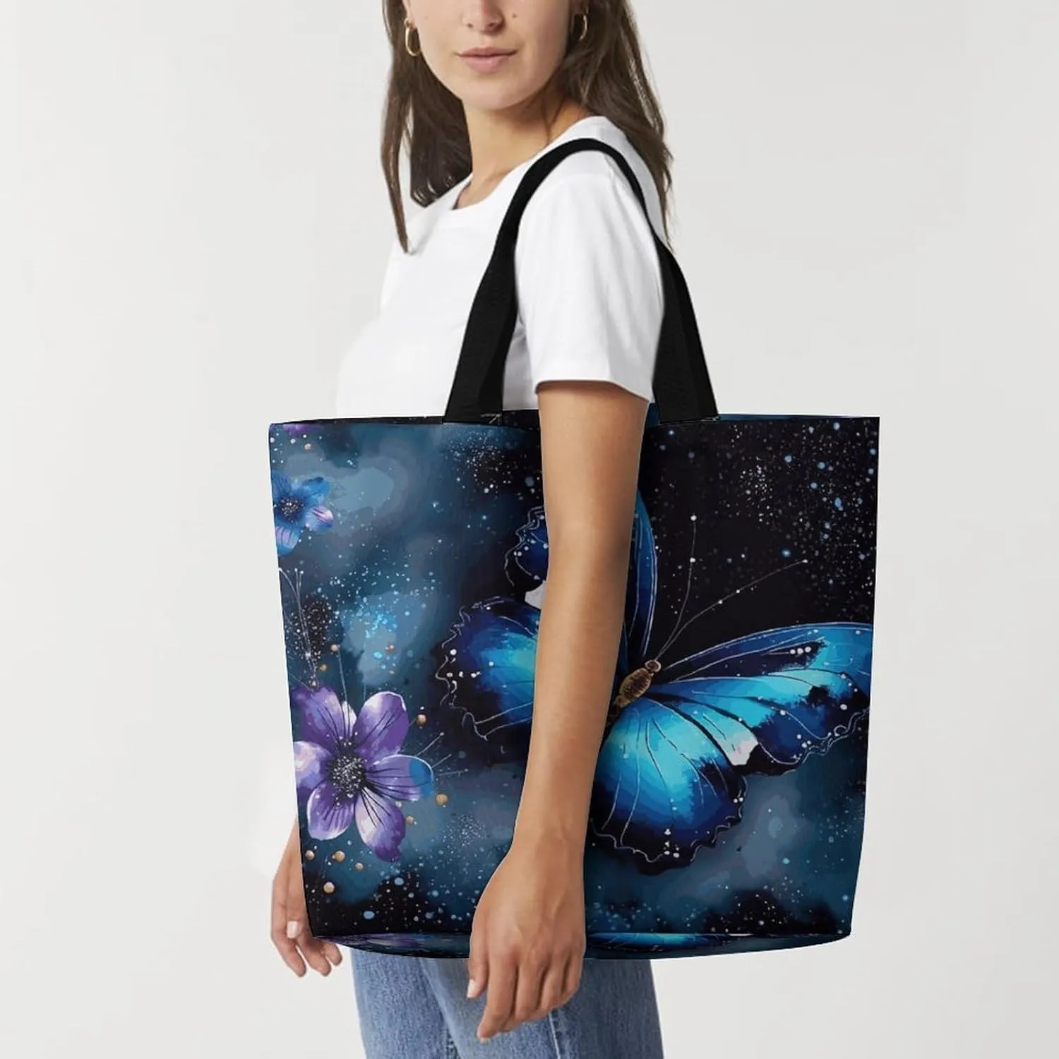 Chinese Style Mandarin Ducks Tote Bag for Women Reusable Grocery Shoulder Bags Shopping Bag for Travel, Groceries