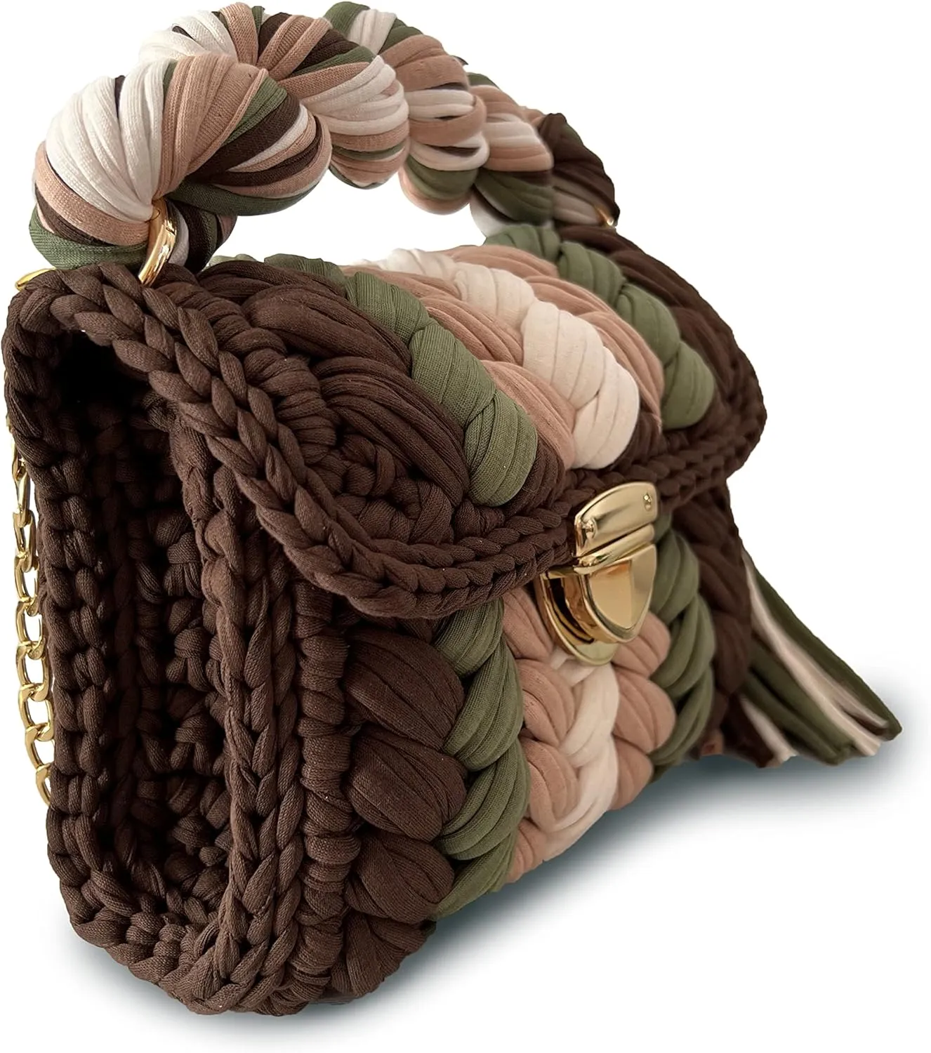 CHQEL Evening Clutch Bag for Women, Handmade Crochet Wedding Party Purse, Small Flap Formal Crossbody Handbag Evening Clutch
