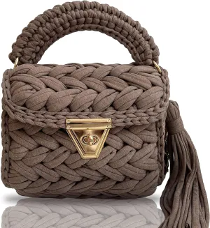 CHQEL Evening Clutch Bag for Women, Handmade Crochet Wedding Party Purse, Small Flap Formal Crossbody Handbag Evening Clutch