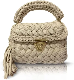 CHQEL Evening Clutch Bag for Women, Handmade Crochet Wedding Party Purse, Small Flap Formal Crossbody Handbag Evening Clutch