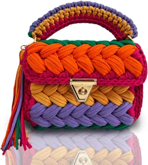 CHQEL Evening Clutch Bag for Women, Handmade Crochet Wedding Party Purse, Small Flap Formal Crossbody Handbag Evening Clutch