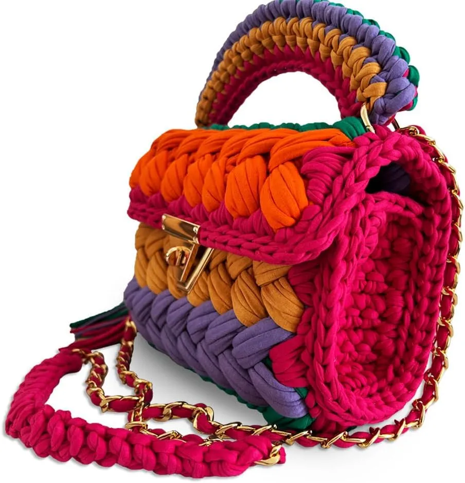 CHQEL Evening Clutch Bag for Women, Handmade Crochet Wedding Party Purse, Small Flap Formal Crossbody Handbag Evening Clutch