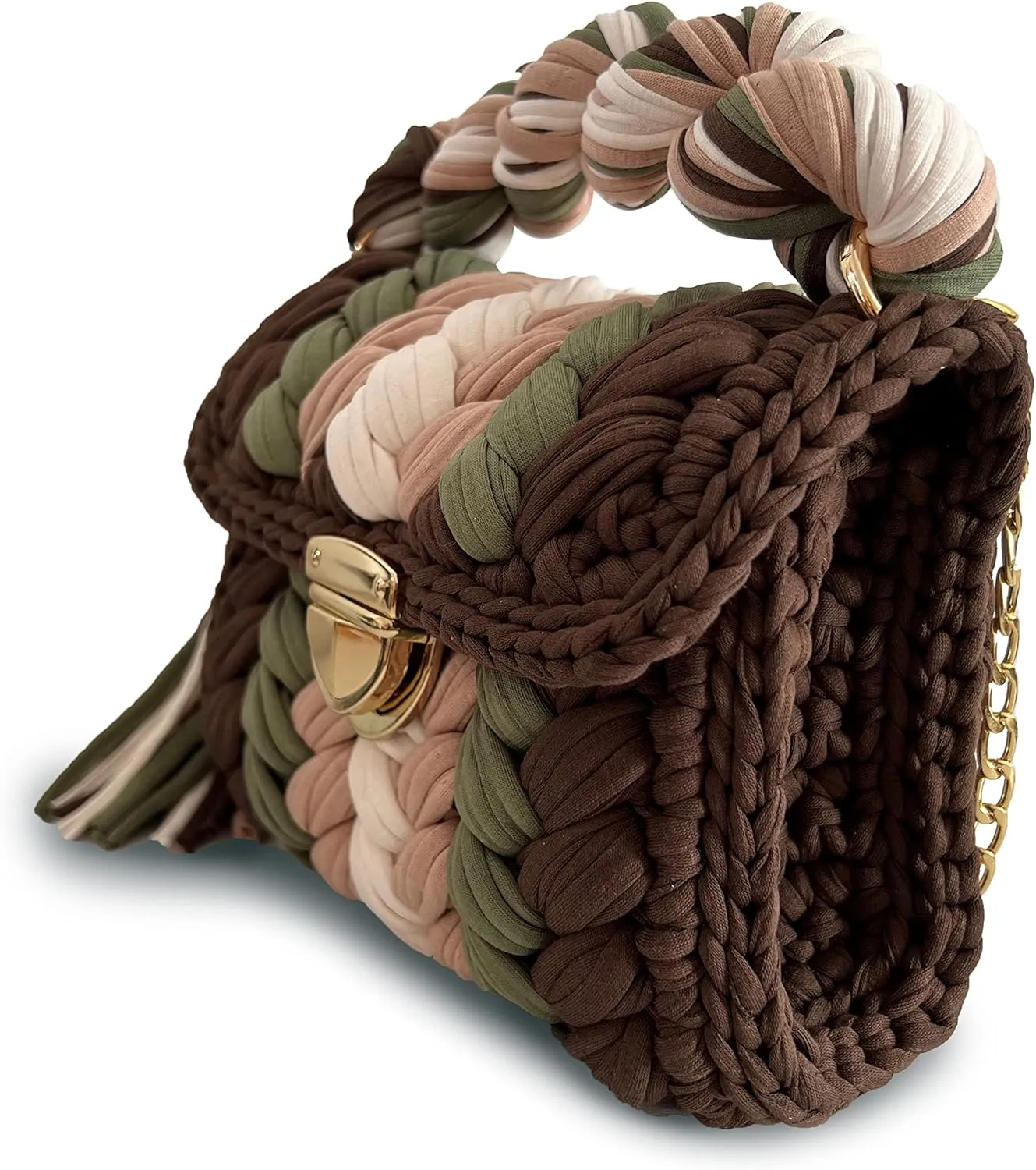 CHQEL Evening Clutch Bag for Women, Handmade Crochet Wedding Party Purse, Small Flap Formal Crossbody Handbag Evening Clutch
