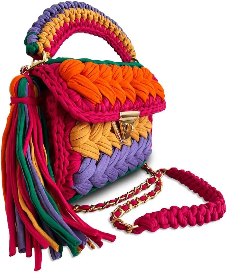 CHQEL Evening Clutch Bag for Women, Handmade Crochet Wedding Party Purse, Small Flap Formal Crossbody Handbag Evening Clutch