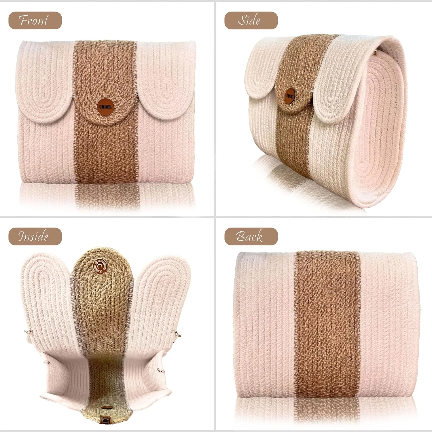 CHQEL Evening Clutch Bag for Women, Handmade Crochet Wedding Party Purse, Small Flap Formal Crossbody Handbag Evening Clutch