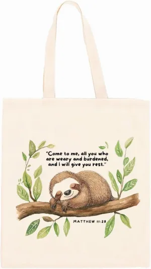 Christian Gifts, Sloth Bag for Women, Inspirational Tote Bag with Bible Verse, Sloth Gifts for Women, Cute Canvas Bag for Girls
