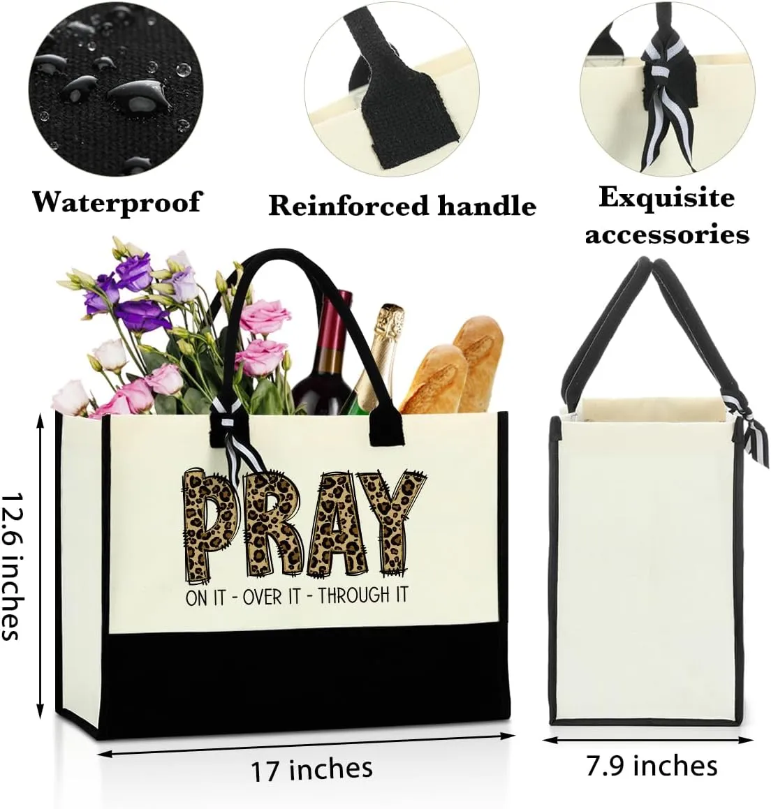 Christian Tote Bag, Motivational Religious Gifts for Women, Bible Faith Based Gifts for Christmas