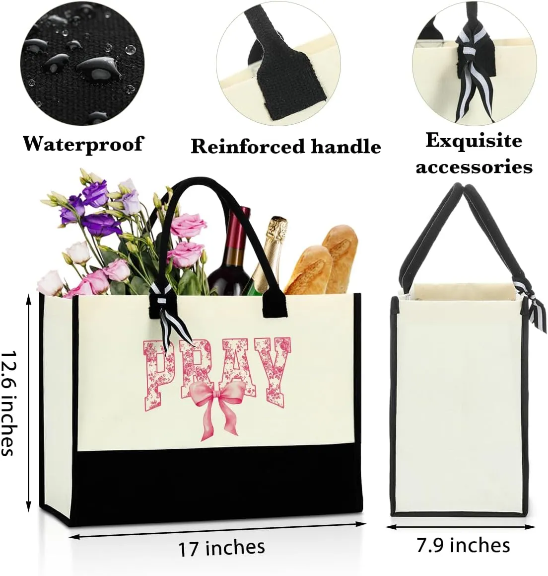 Christian Tote Bag, Motivational Religious Gifts for Women, Bible Faith Based Gifts for Christmas