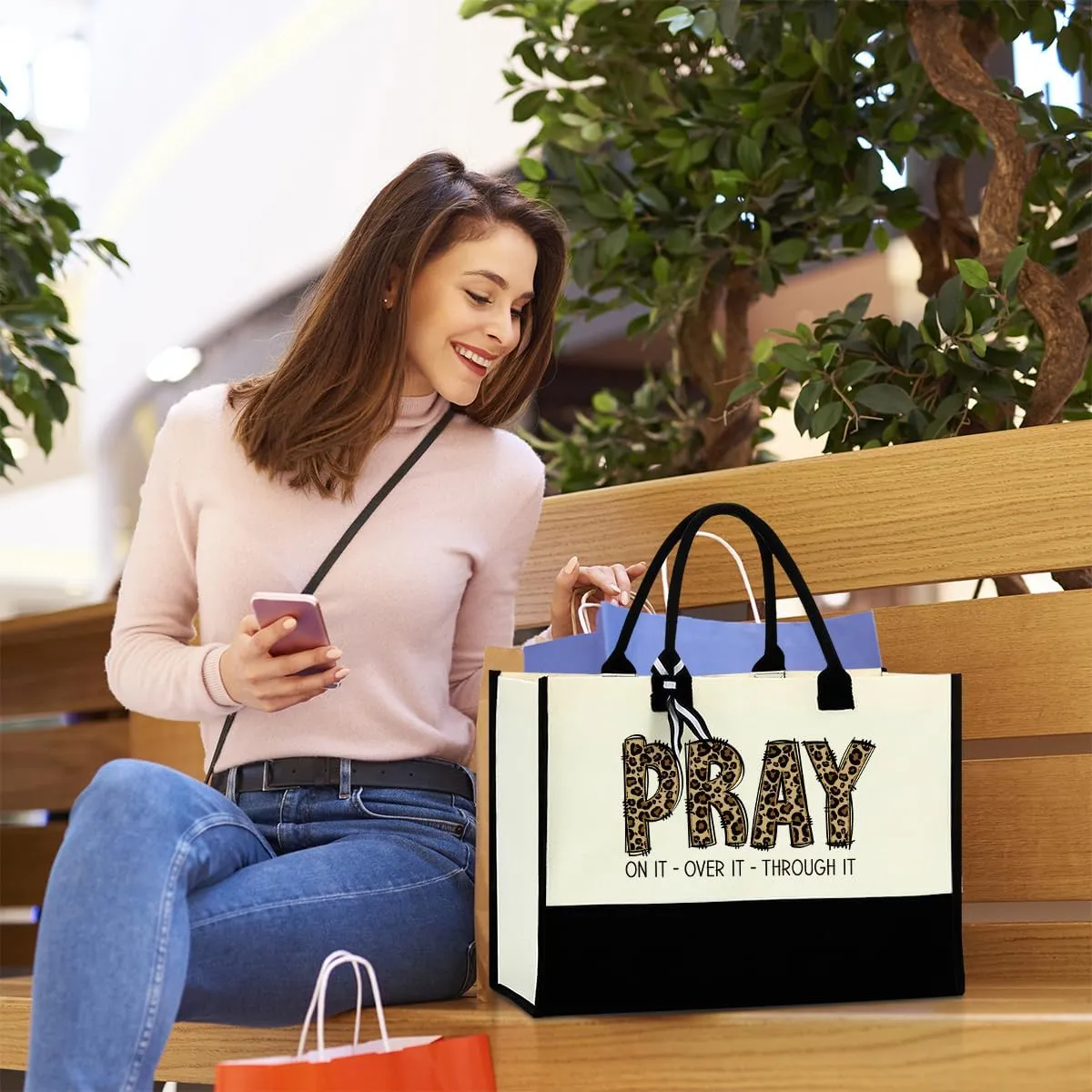 Christian Tote Bag, Motivational Religious Gifts for Women, Bible Faith Based Gifts for Christmas