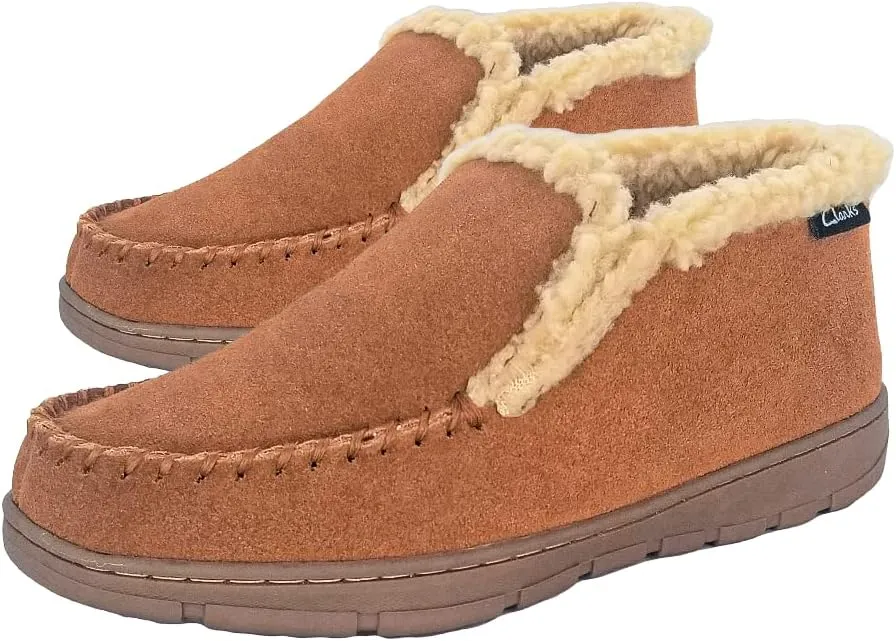 Clarks Mens Suede Leather Sherpa Lined Ankle Bootie Slipper JMH1952