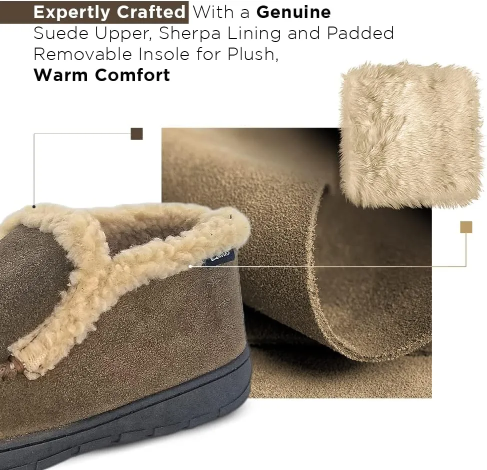 Clarks Mens Suede Leather Sherpa Lined Ankle Bootie Slipper JMH1952