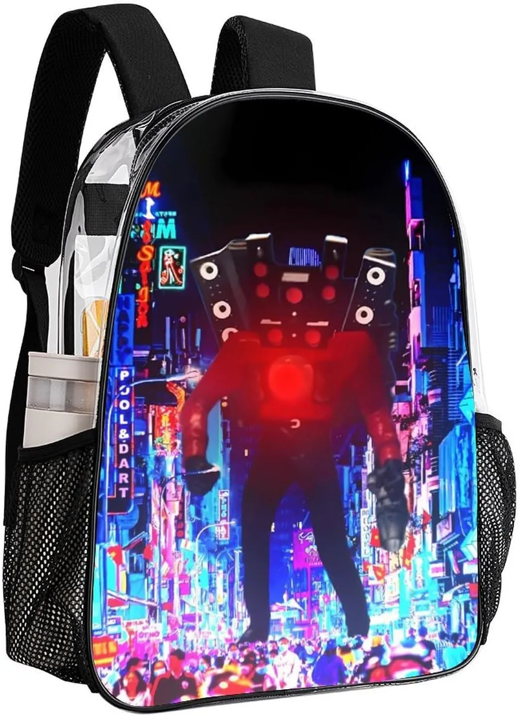 Clear Backpack Heavy Duty PVC Transparent Funny Toi-let Backpack 17"" Large Capacity See Through Bag for College, 43x32x13cm, Style