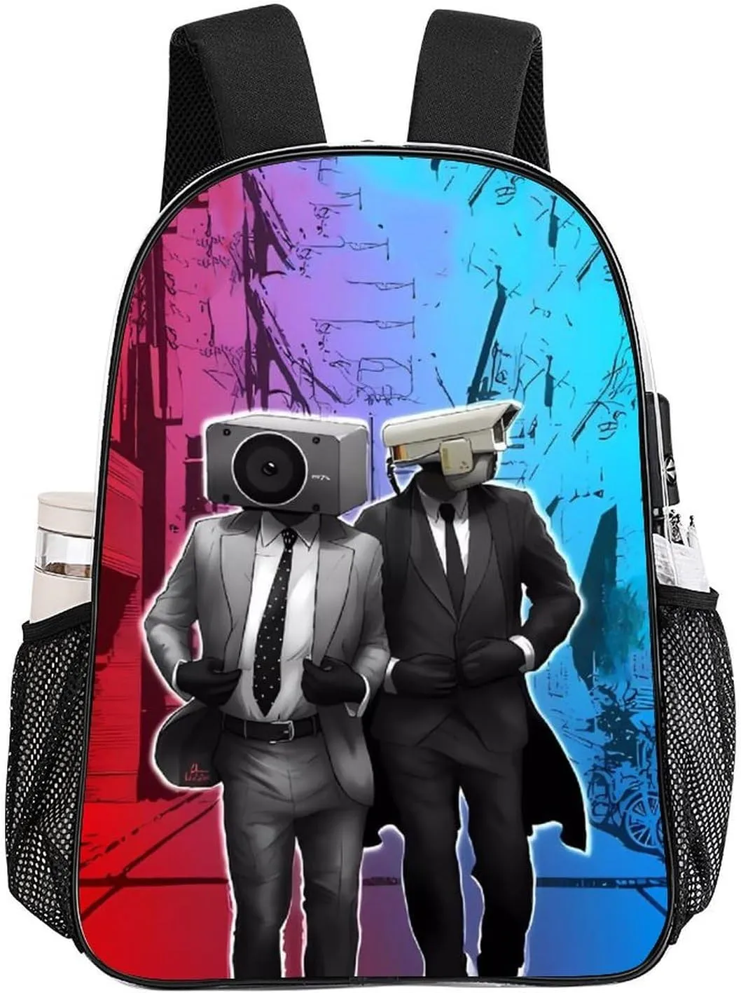 Clear Backpack Heavy Duty PVC Transparent Funny Toi-let Backpack 17"" Large Capacity See Through Bag for Work, 43x32x13cm, Style-2