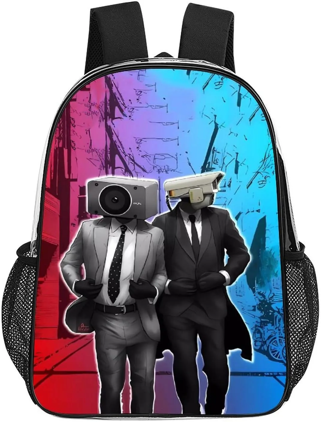 Clear Backpack Heavy Duty PVC Transparent Funny Toi-let Backpack 17"" Large Capacity See Through Bag for Work, 43x32x13cm, Style-2
