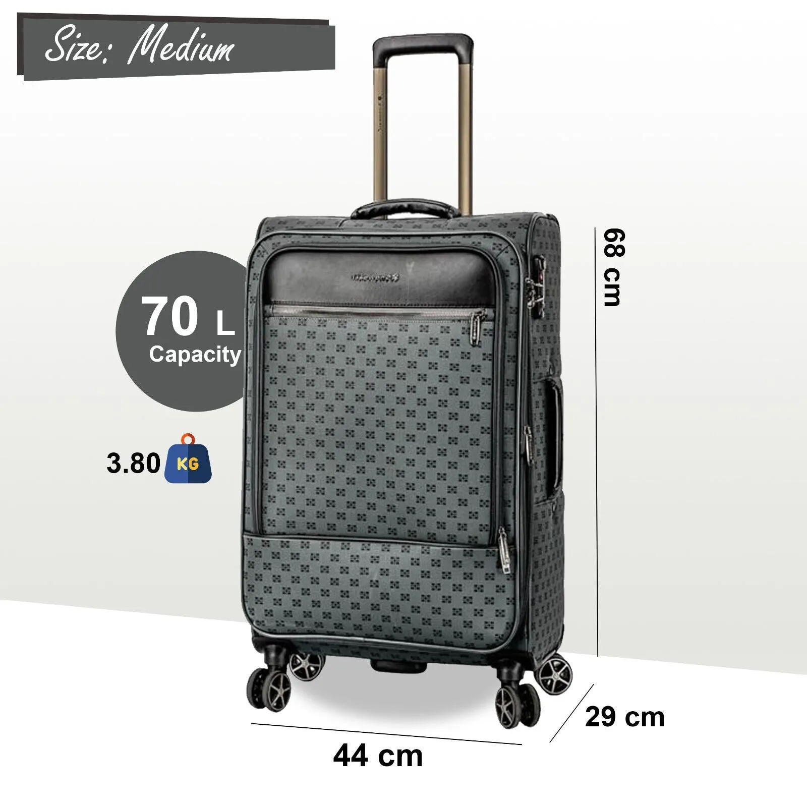Cleveland Medium Soft Shell Suitcase in Grey