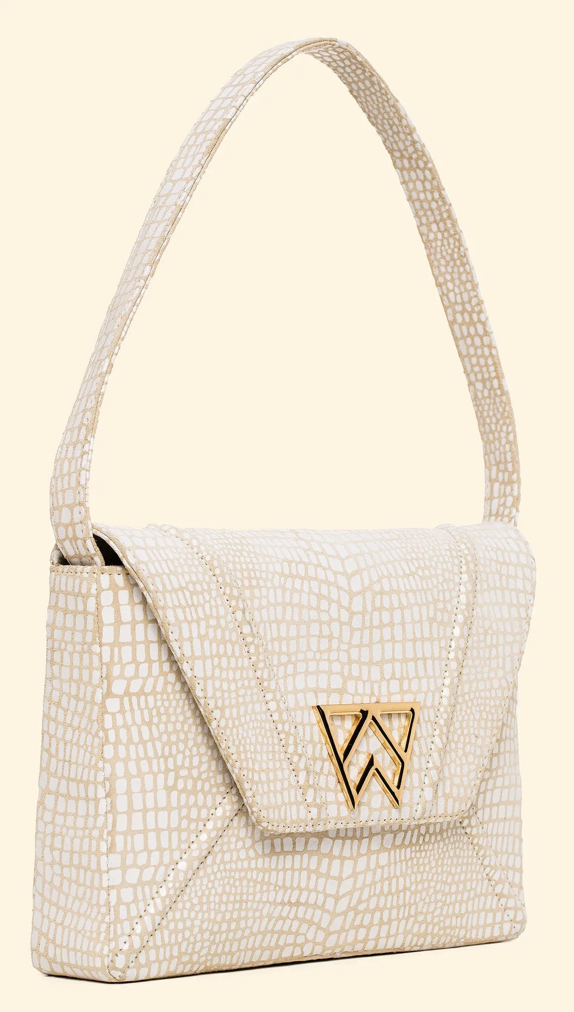 Cloud 9 Clutch in Stone White Baby Croc