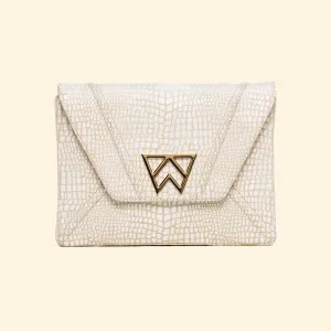 Cloud 9 Clutch in Stone White Baby Croc