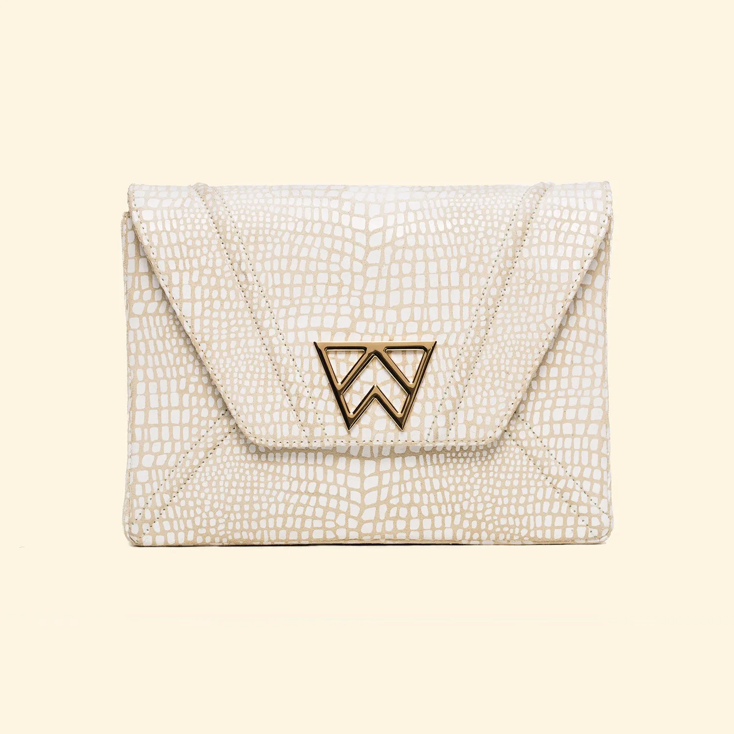Cloud 9 Clutch in Stone White Baby Croc