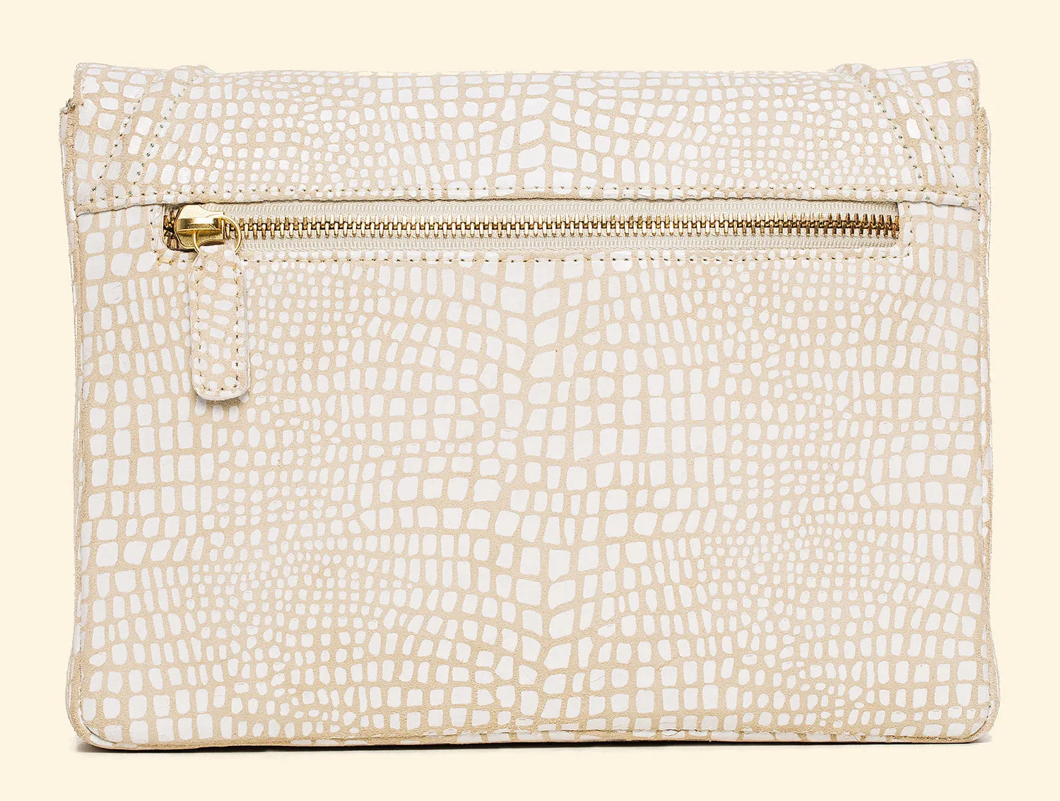Cloud 9 Clutch in Stone White Baby Croc