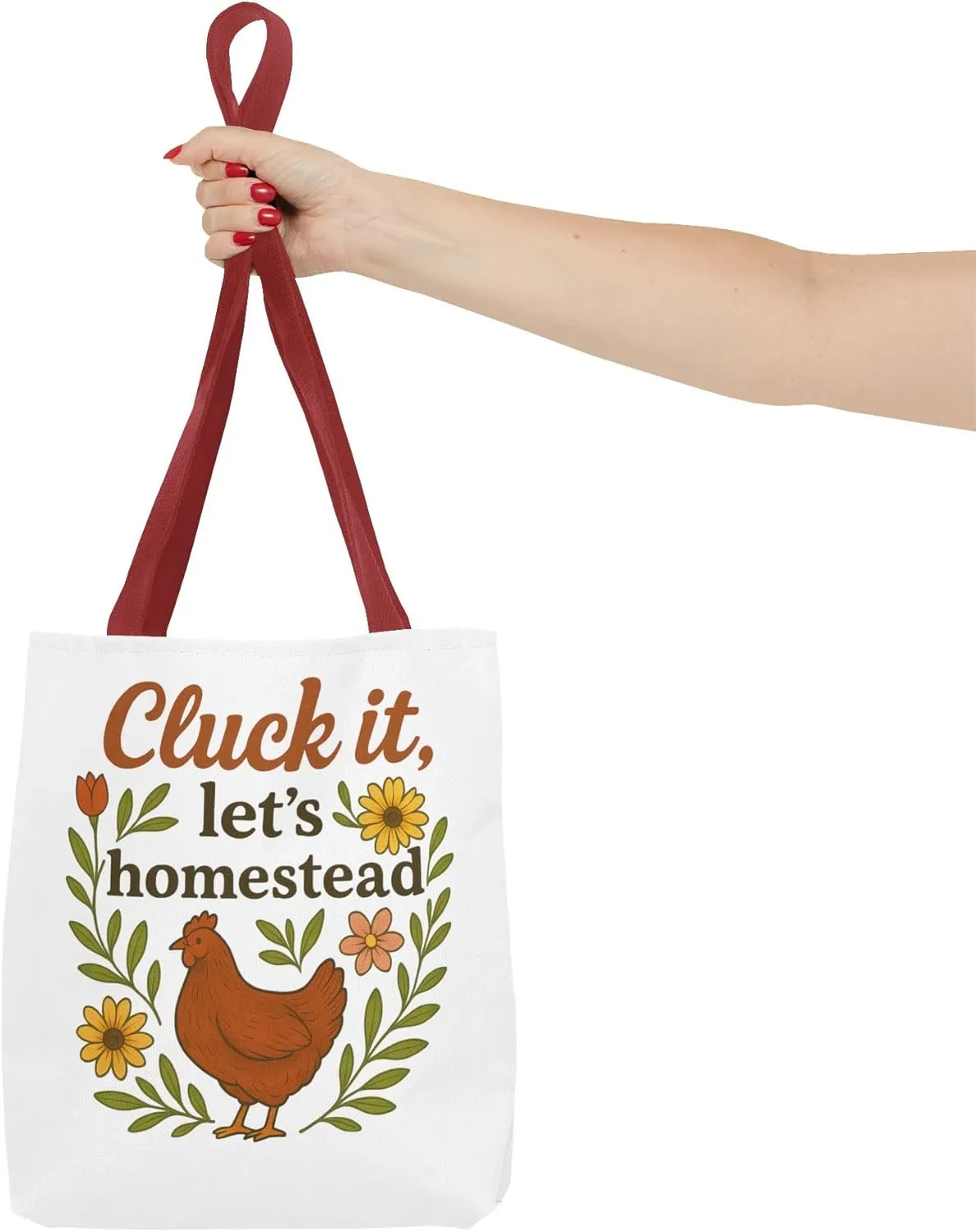 Cluck It Let's Homestead Tote Bag, Funny Chicken Tote, Farmhouse Homestead Bag, Chicken Lover Gift