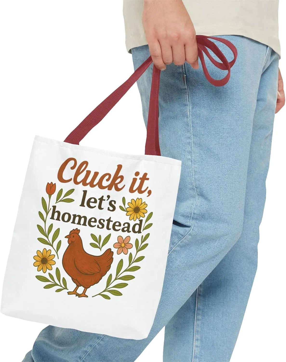 Cluck It Let's Homestead Tote Bag, Funny Chicken Tote, Farmhouse Homestead Bag, Chicken Lover Gift