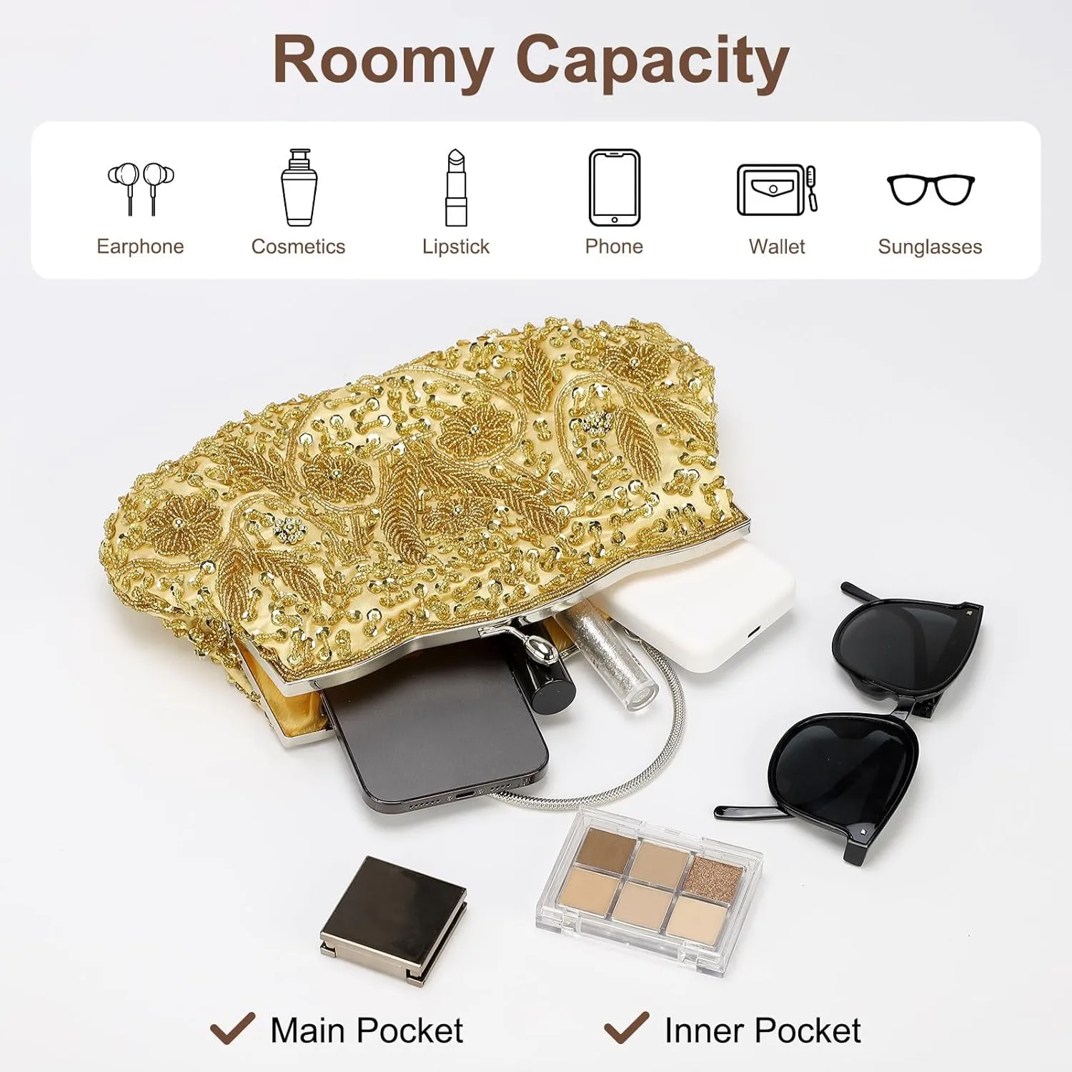 Clutch Purse Evening Clutch Bag Handbag Cross Body Bag Wallet for Women Formal Wedding Club Party