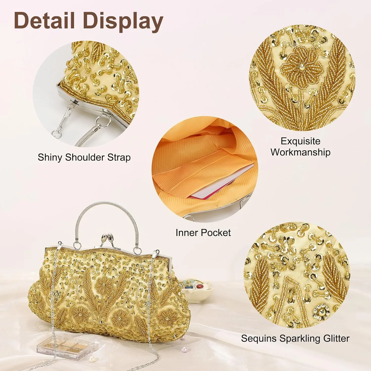 Clutch Purse Evening Clutch Bag Handbag Cross Body Bag Wallet for Women Formal Wedding Club Party