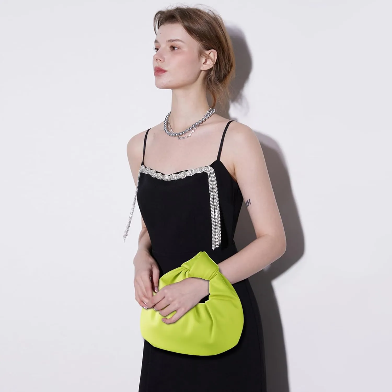 Clutch Purse for Women - Evening Clutch PU Leather Pleated Bag Designer Handbag for Party Prom Wedding
