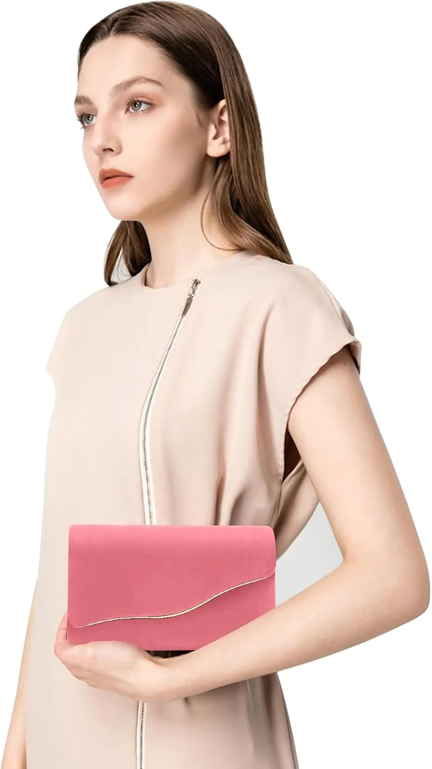 Clutch Purses for Women Evening Bag Faux Suede Formal Party Wedding Cocktail Prom
