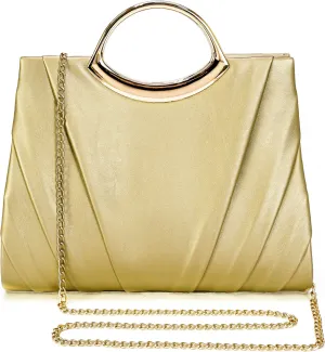 Clutch Purses for Women Formal, Pleated PU Leather Evening Bag, Elegant Evening Handbags for Party, Prom, Wedding