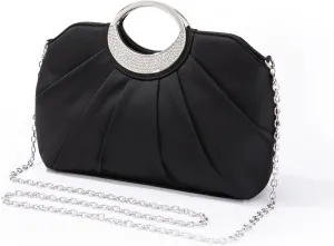 Clutch Purses for Women Formal, Soft Pleated Fabric Evening Bag, Dressy Handbags for Party, Prom, Wedding