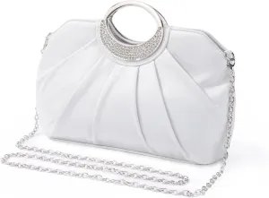 Clutch Purses for Women Formal, Soft Pleated Fabric Evening Bag, Dressy Handbags for Party, Prom, Wedding