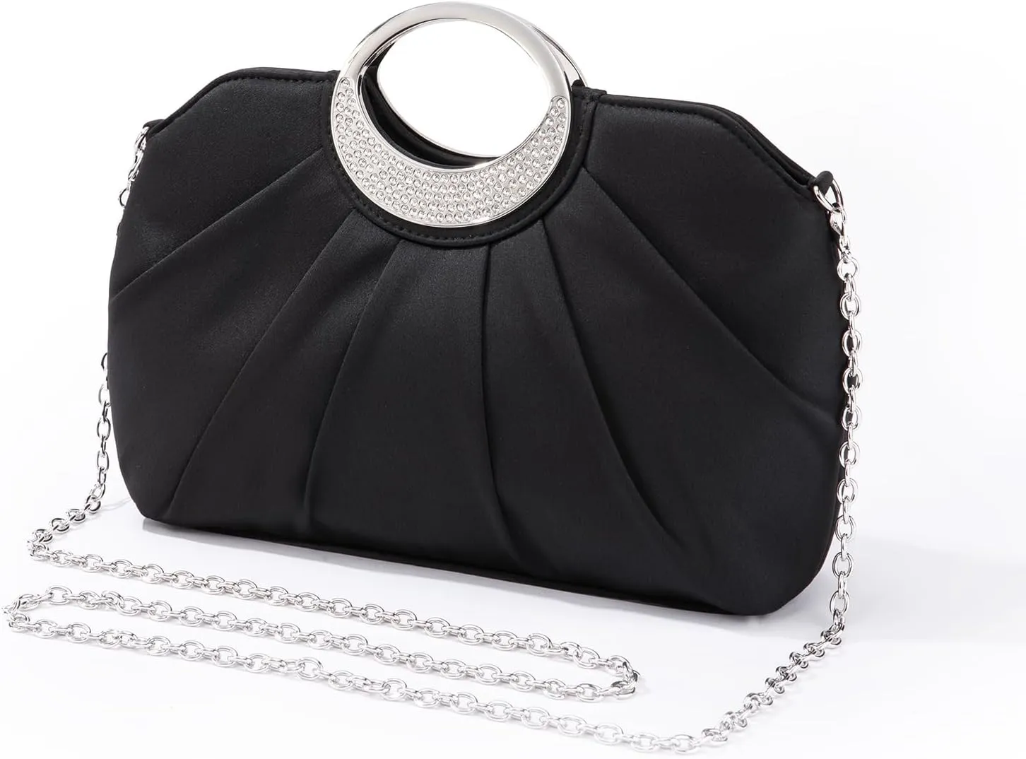 Clutch Purses for Women Formal, Soft Pleated Fabric Evening Bag, Dressy Handbags for Party, Prom, Wedding
