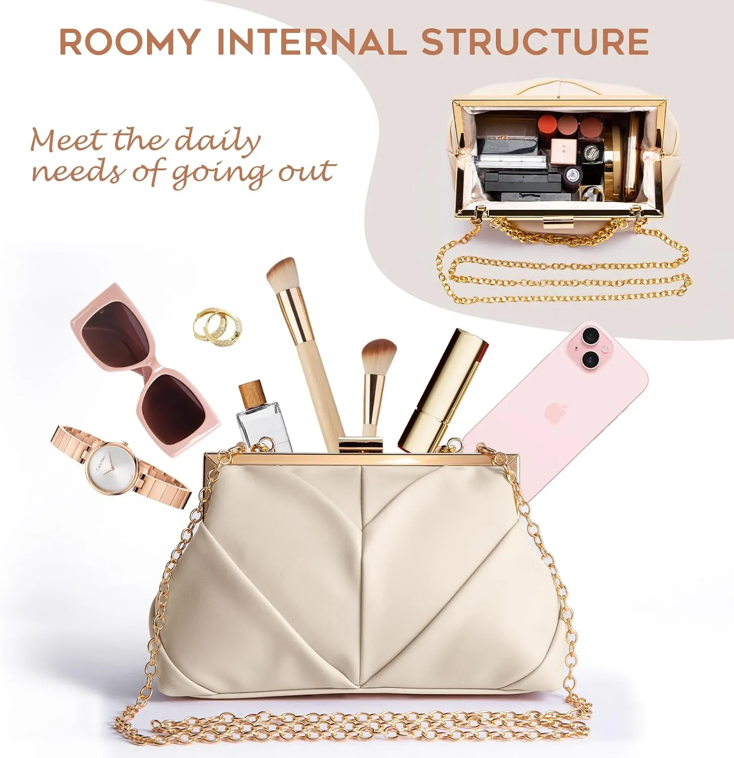 Clutch Purses for Women, PU Leather Evening Bag, Evening Handbags for Party, Prom, Wedding