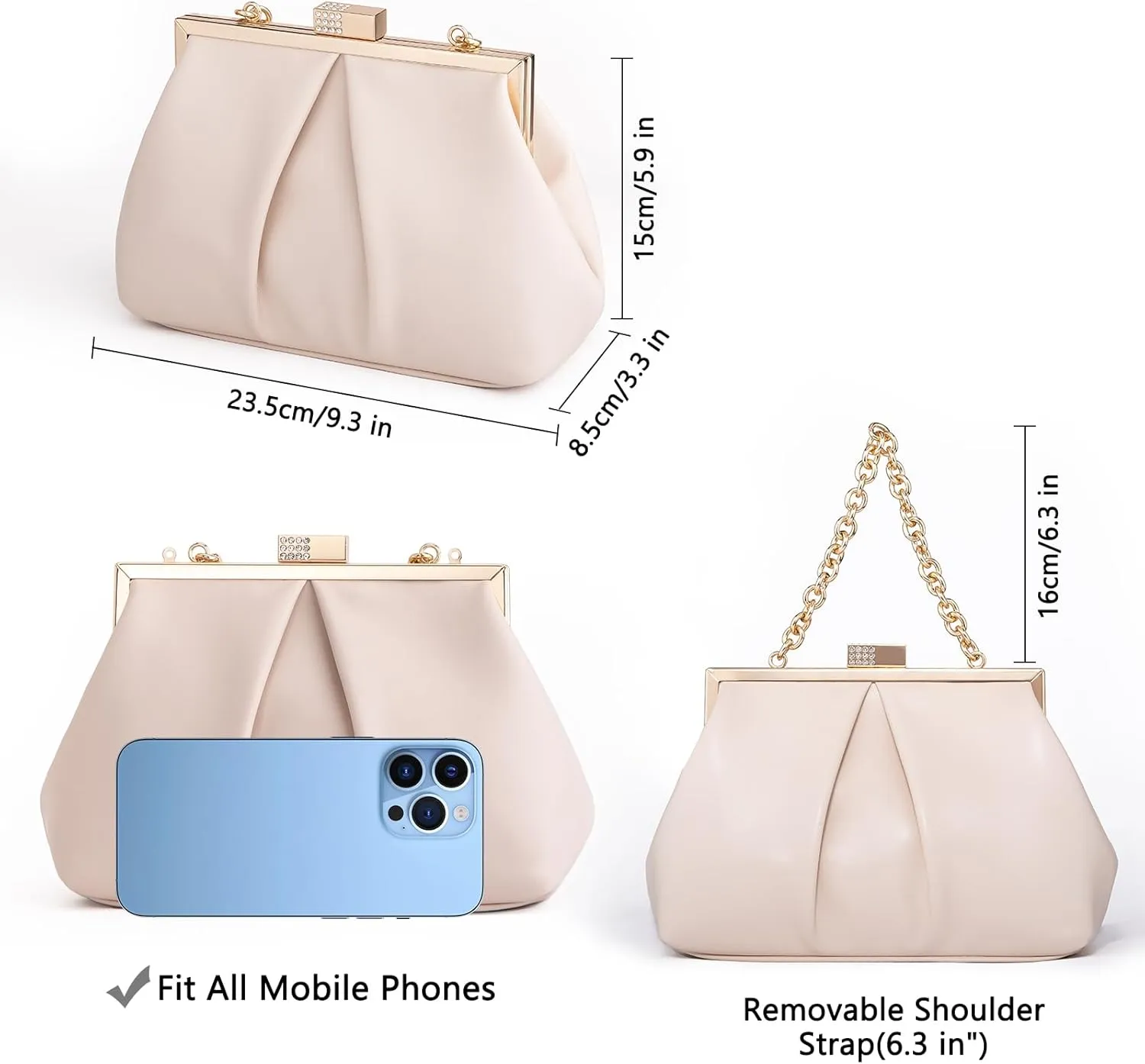 Clutch Purses for Women, PU Leather Evening Bag, Evening Handbags for Party, Prom, Wedding