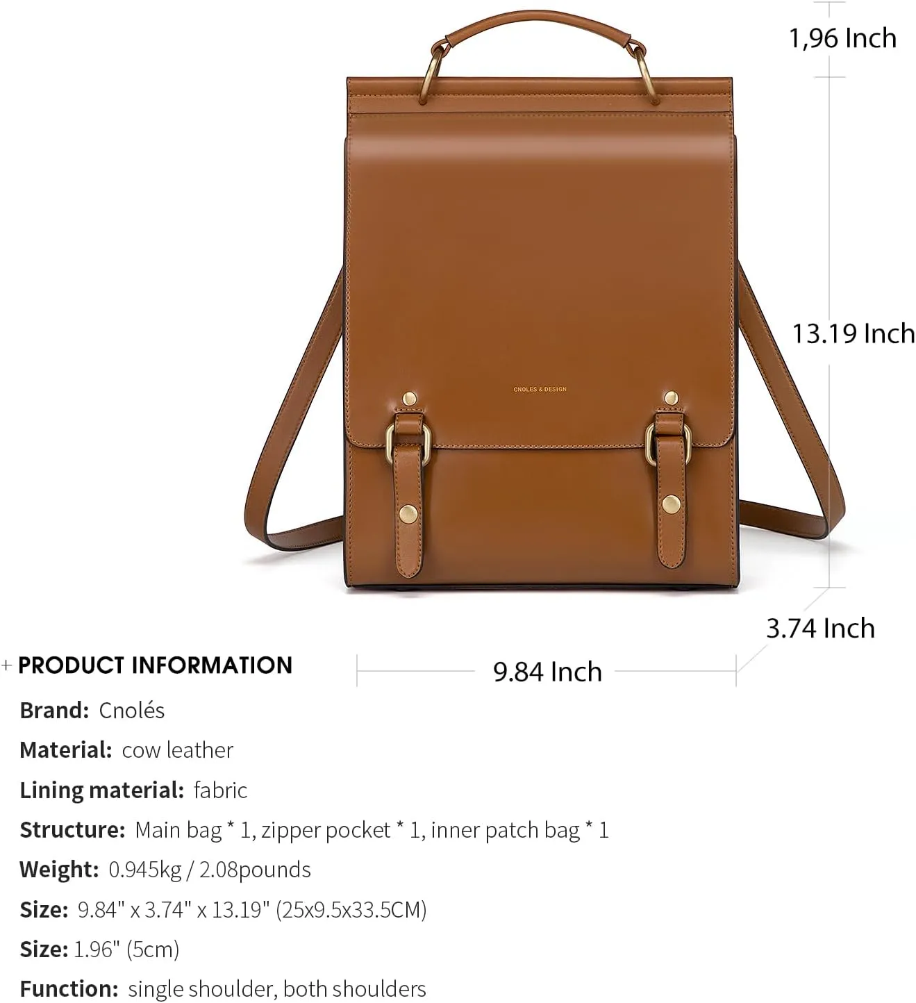 Cnoles Leather Backpack Purse For Women Fashion Ladies Vintage Bags Casual College Travel Backpacks bag Orange