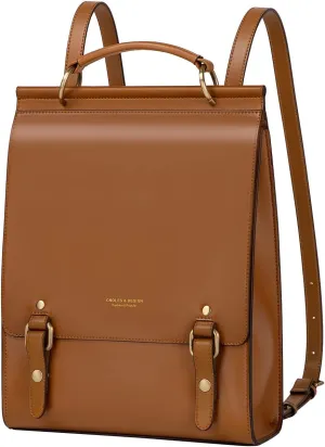 Cnoles Leather Backpack Purse For Women Fashion Ladies Vintage Bags Casual College Travel Backpacks bag Orange