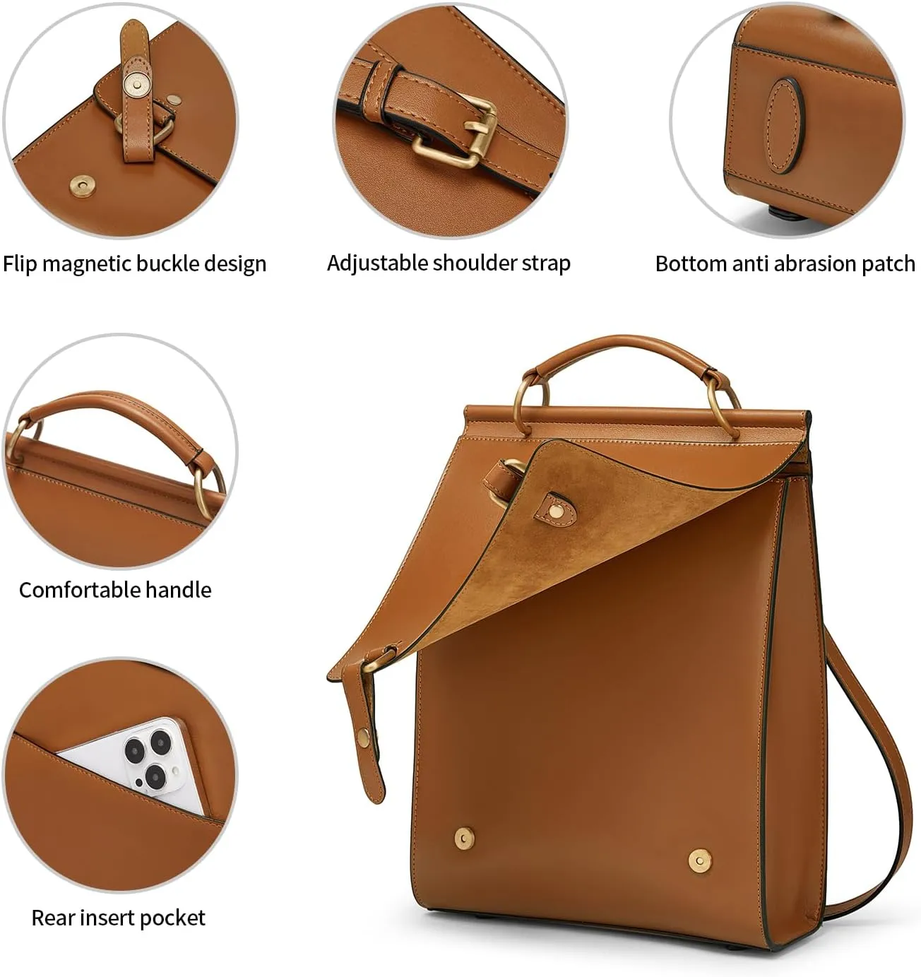Cnoles Leather Backpack Purse For Women Fashion Ladies Vintage Bags Casual College Travel Backpacks bag Orange