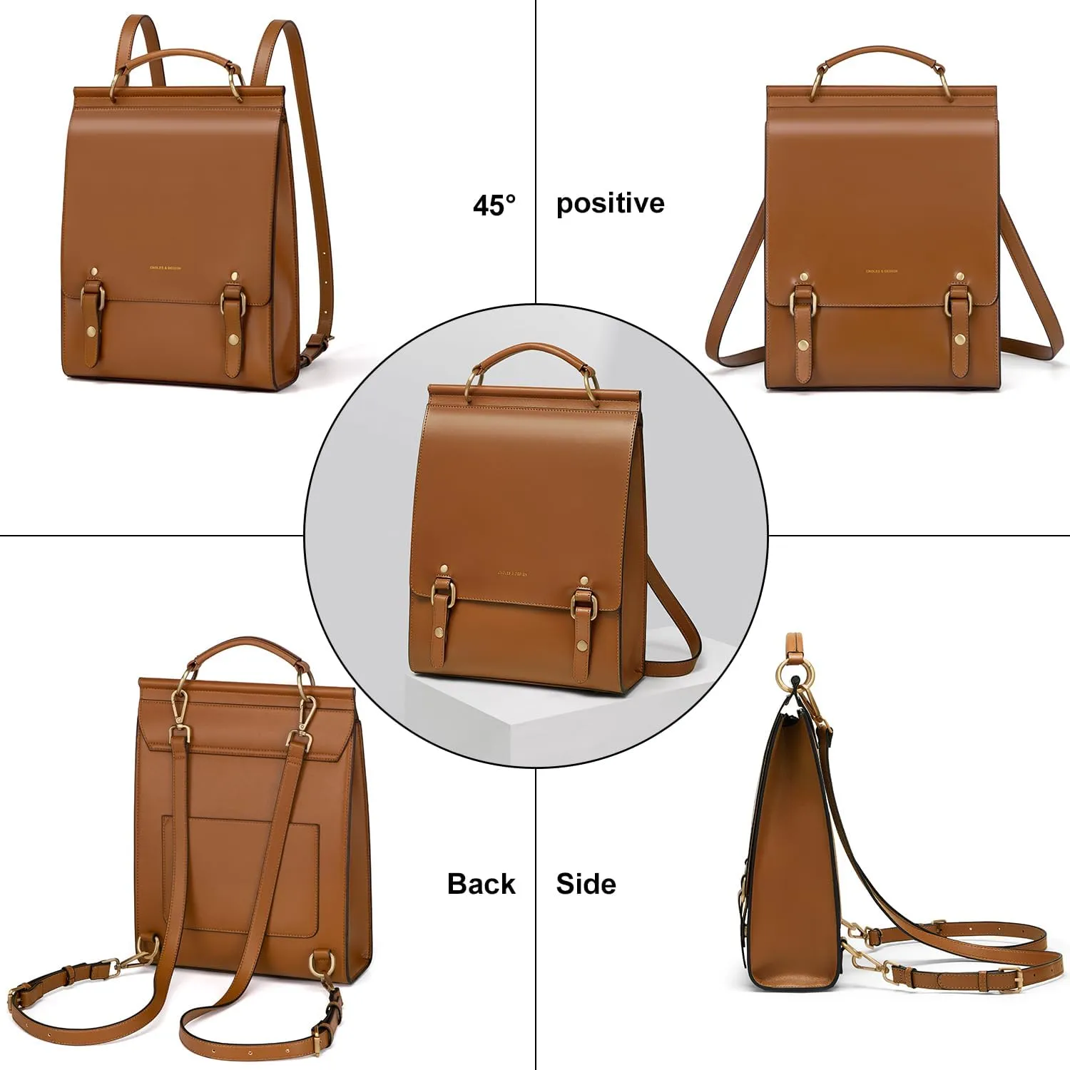 Cnoles Leather Backpack Purse For Women Fashion Ladies Vintage Bags Casual College Travel Backpacks bag Orange