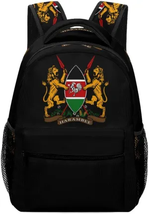 Coat of Arms of Kenya Travel Backpack Lightweight Shoulders Bag Casual Daypack with Pockets for Men Women