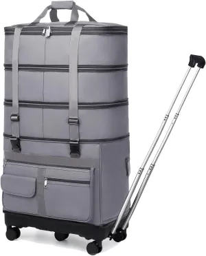 Collapsible Suitcases with Wheels,Expandable Foldable Luggage Bag with Telescoping Handle,Lightweight Travel Bag for Men,Rolling Duffel for Women