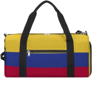 Colombia Flag Duffel Bag for Boys Girls with Wet Pocket Shoe Compartment