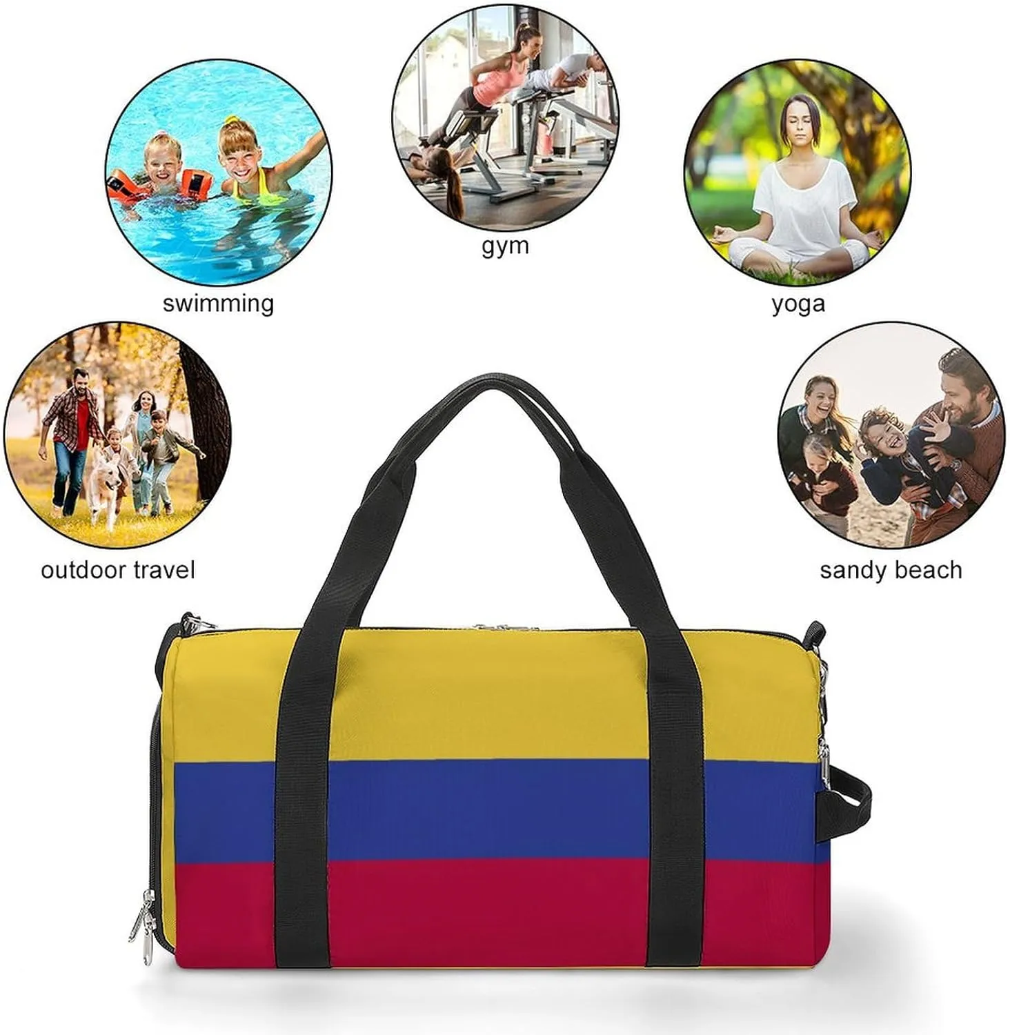 Colombia Flag Duffel Bag for Boys Girls with Wet Pocket Shoe Compartment