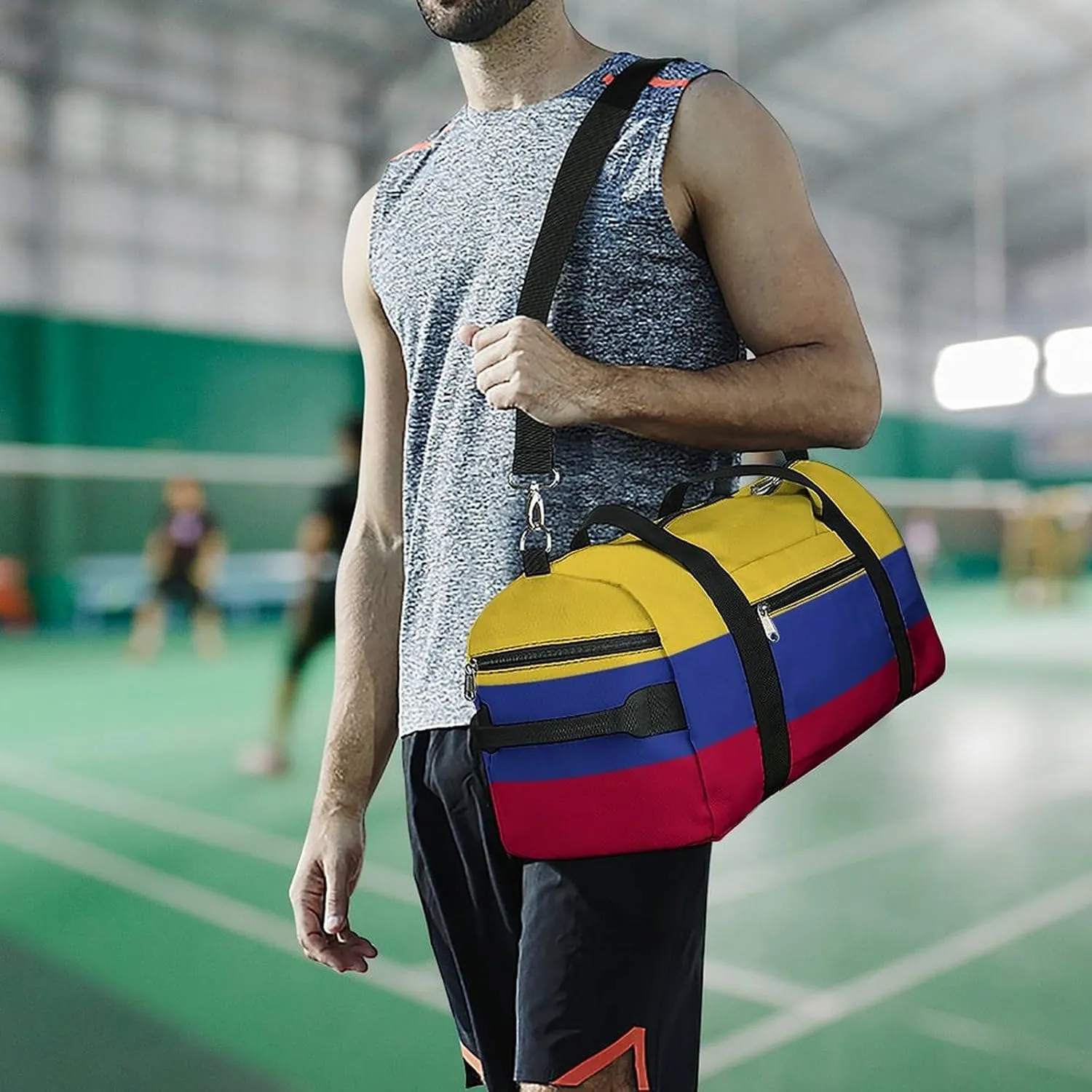 Colombia Flag Duffel Bag for Boys Girls with Wet Pocket Shoe Compartment